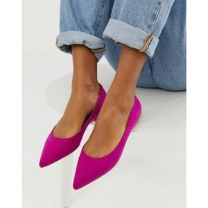 Asos Pointed Toe Faux Suede Fuchsia Flats
